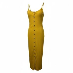 Magazine Mustard Button-Down Midi Dress